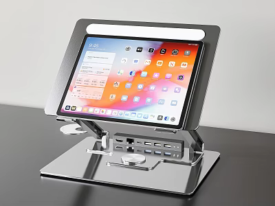 Tablet Stand Featuring Metal Construction LED Light Strip and Multiple Ports 3d model