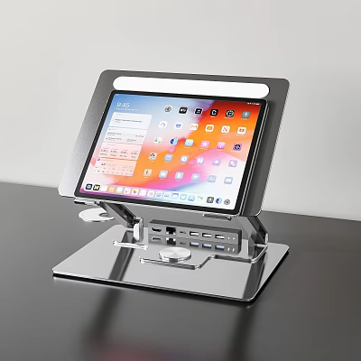 Tablet Stand Featuring Metal Construction LED Light Strip and Multiple Ports 3d model