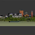 Modern Miniature Town Scene With Detailed Buildings Train Platform Green Trees And Roads