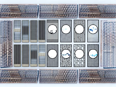 Stylish Modern Room Divider Collection With Geometric Patterns Circular Accents And Laser Cut Designs 3d model