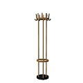 Decorative Ornament Set Floor Standing Golden Metal Structure With Wooden Base For Modern Home Interior