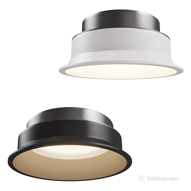 Modern Minimalist Black And White Ceiling Mounted Downlights And Spotlights For Bright Lighting 3d model 
