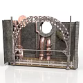 Industrial Style Mechanical Equipment With Arched Structure Metal Pipes And Gear Decorations
