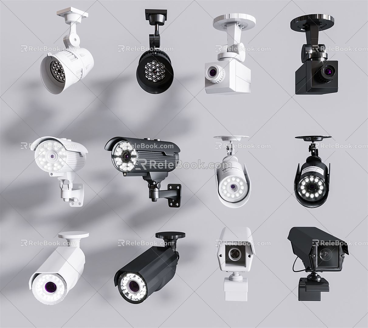 Modern camera security surveillance camera combination 3d model