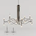 Elegant Modern Chandelier With Curved Metal Arms And Glass Light Shades