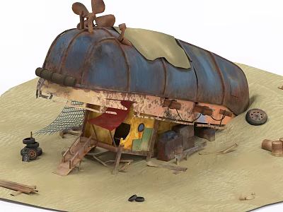 sunken ship broken ship beach boat wreck abandoned ship 3d model