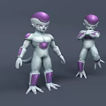 Game Movie Character 3D Model With Purple White Body And Tail In Different Poses