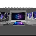 5G Themed Stage Setup With Large Screen Colorful Lighting And Side Displays
