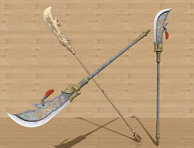 Chinese-style Knife Dragon Crescent Moon Knife Weapon Large Knife 3d model