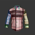 Long Sleeve Plaid Shirt With White Black Red Check Pattern Collared Design And Button Front 3d model