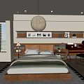 Middle Style Double Bed 3d model
