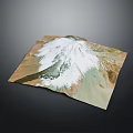 Snow Covered Mountainous Terrain With Brown Green Regions On Topographic Map View