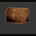 Vintage Brown Wooden Chest With Domed Lid Metal Accents Carved Designs And Rivets