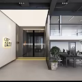 Modern Public Office Space Interior Design With CBD Signage Staircase And Work Desks