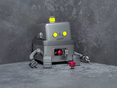 Smart Machine Featuring Gray Metallic Body Yellow Eyes And Red Button 3d model Smart Machine Featuring Gray Metallic Body Yellow Eyes And Red Button 3d model