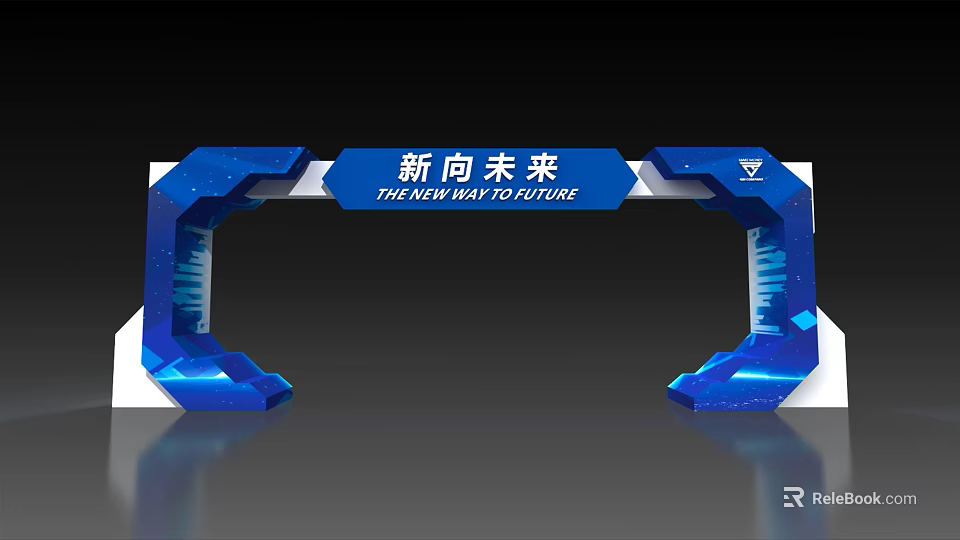 Modern Blue Archway Design With Future Theme And New Way To Future 3d model