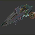 Futuristic Mechanical Device With Sharp Metal Structure Gear And Wheel Components