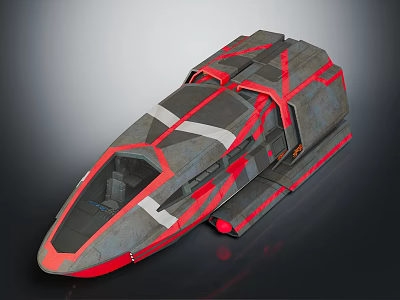 Sleek Futuristic Spaceship With Red Accents And Aerodynamic Design For Cosmic Aerospace Exploration 3d model