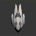 Futuristic Streamlined White Mechanical Object With Orange Accents And Gray Details