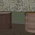 Silky Wind Retro Sofa Stool Combination 3d model
