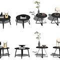 Modern Round Side Tables With Metal Frames Table Lamps Books And Vases