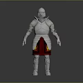 Medieval Silver Armor With Red Gold Decorated Skirt And Full Body Protection