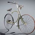 Vintage Bicycle Design With Green Frame Headlight Brown Wheels And Black Saddle