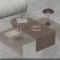Modern Wooden Coffee Table With Books Decorative Vase And Table Lamp
