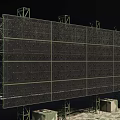Military Weapon System Featuring Large Grid Structure On Support Frame And Camouflaged Bunker Base