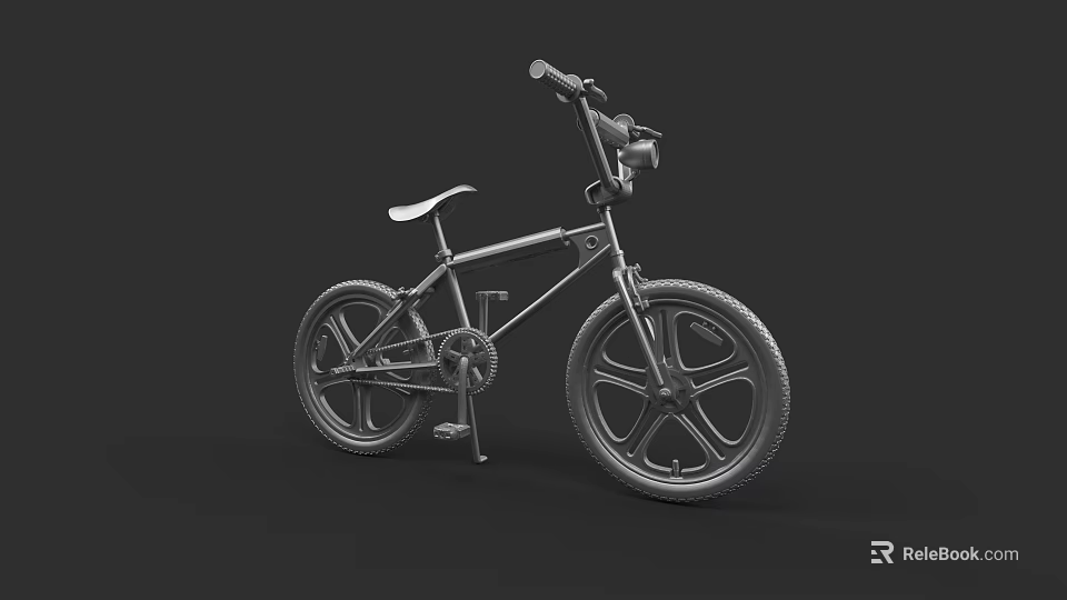BMX Style Bicycle With Black Frame And Large Wheels On Dark Background 3d model 
