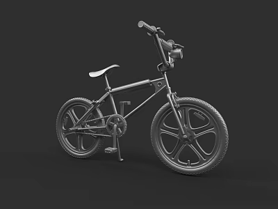 BMX Style Bicycle With Black Frame And Large Wheels On Dark Background 3d model