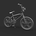 BMX Style Bicycle With Black Frame And Large Wheels On Dark Background