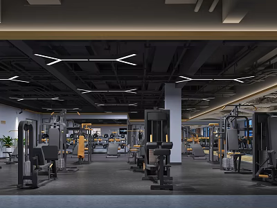 Modern Fitness Gym Interior With Spacious Area And Various Training Equipment 3d model
