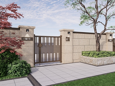 Modern Gate Villa Entrance Gate View Wall model