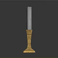 White Candle With Gold Pedestal Stand For Elegant Decorative