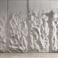 3D Textured Wall With Sculptural Relief Design And Modern Artistic Panel Structure 3d model