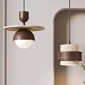 Modern Pendant Lights With Wooden Structure Spherical Shade And Textured Ring Design