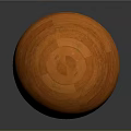 Orange Wooden Sphere With Shiny Surface And Natural Wood Grain On Gray Background