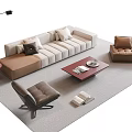 Modern Stylish Sofa Coffee Table Set With Armchair Floor Lamp And Side Table 3d model
