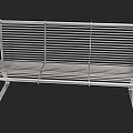 Modern Public Bench Featuring Metal Slats Armrests And Sturdy Outdoor Design