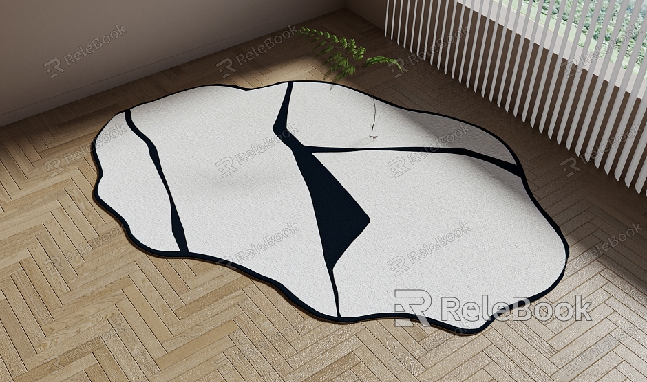 Minimale irregular carpet shaped carpet sofa coffee table carpet black and white carpet model