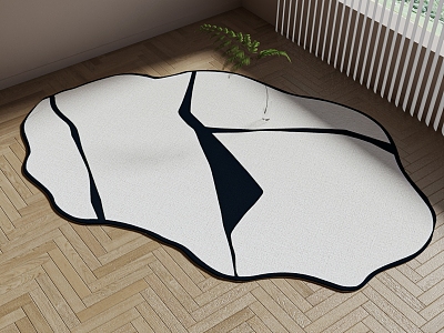 Minimale irregular carpet shaped carpet sofa coffee table carpet black and white carpet model