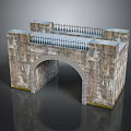 Ancient Stone Archway Structure With Weathered Surface And Black Metal Railing 3d model