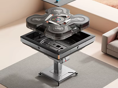 Multifunctional Rotating Game Table With Storage Compartment And Wheels For Living Room 3d model