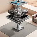 Multifunctional Rotating Game Table With Storage Compartment And Wheels For Living Room