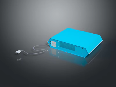 Modern Blue Computer Case For Desktop PC With Smooth Surface And Power Cable 3d model