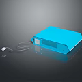 Modern Blue Computer Case For Desktop PC With Smooth Surface And Power Cable
