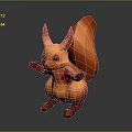 Orange Squirrel Character In Low Poly 3D Model With Standing Pose And Fluffy Tail 3d model