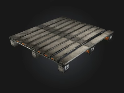 Rustic Wooden Pallet With Slatted Board Design And Supportive Base Legs 3d model