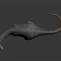 Purple And Orange Sauropod Dinosaur With Long Neck Tail On Gray Background And Reflection
